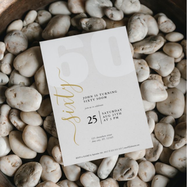 Sofisticada invitación a los 60 años con limpieza (Subido por el creador)