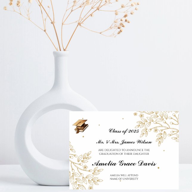 Sofisticada Invitación de graduación de oro (Subido por el creador)