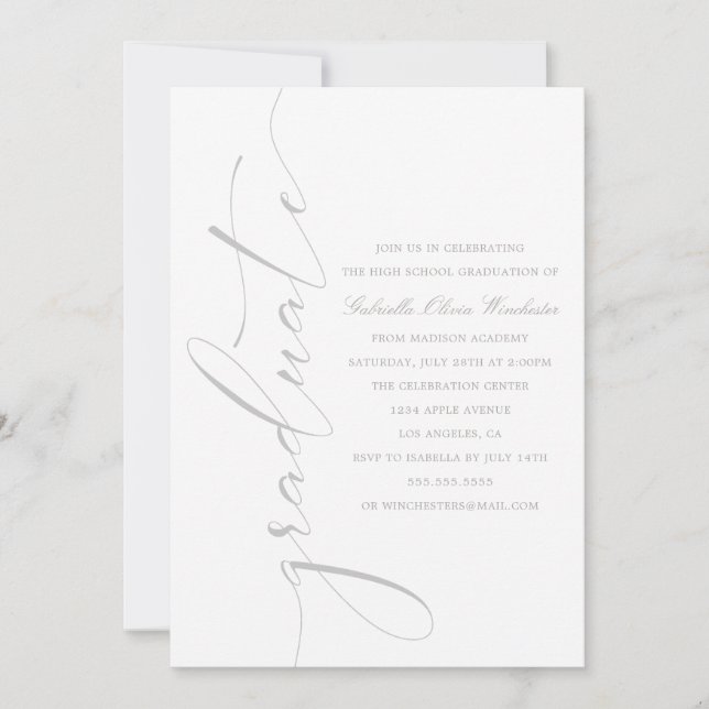 Sofisticada invitación para una fiesta de graduaci (Anverso)