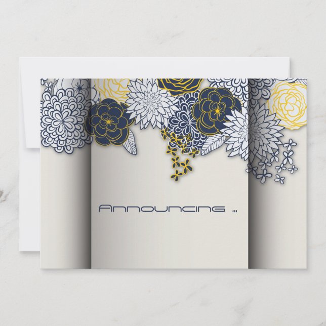 Sofisticada marina y Invitación floral amarilla (Anverso)