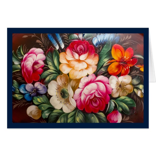 Sofisticada pintura floral Notecard (Anverso (Horizontal))