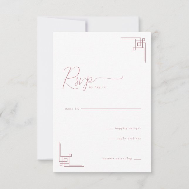 Sofisticada RSVP Geométrica Rosa (Anverso)