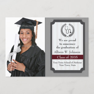 Sofisticada tarjeta de foto de graduación médica