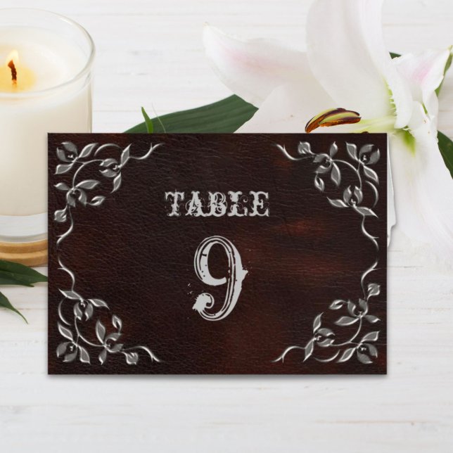 Sofisticada tarjeta de números de tabla Boda occid (Sophisticated Western Wedding Table Numbers Card)