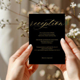 Sofisticada tarjeta de recepción en blanco y negro