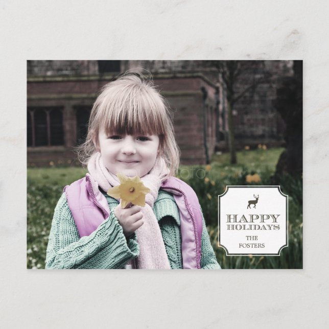 Sofisticada tarjeta postal de fotos navideñas (Anverso)