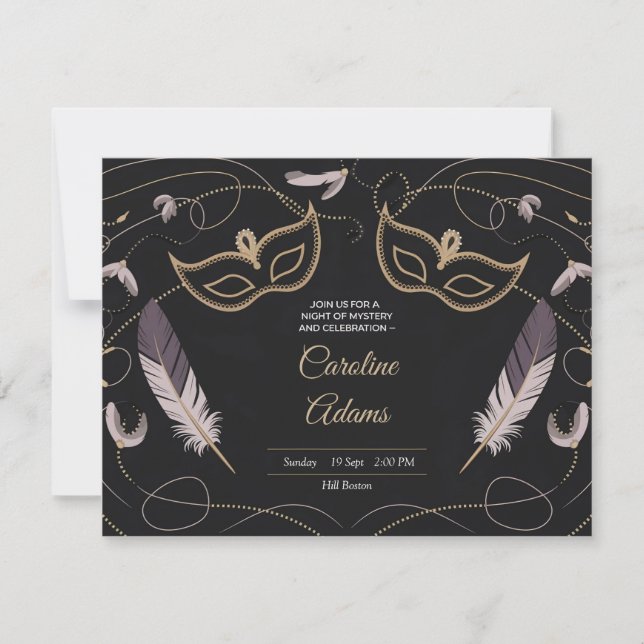 Sofisticadas tarjetas de invitación de cumpleaños  (Anverso)