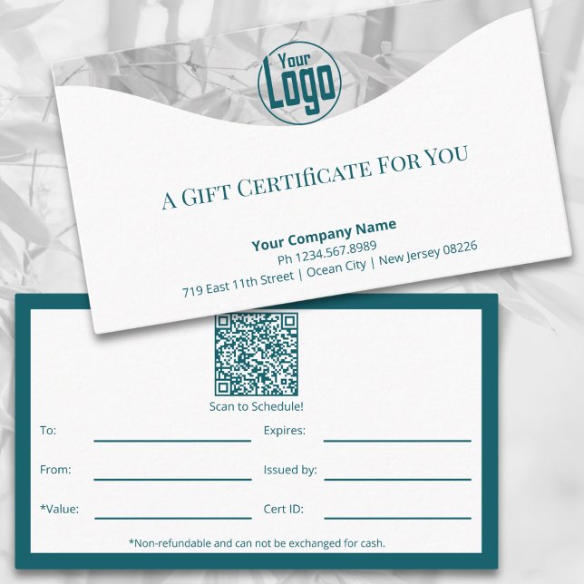 Sofisticado Certificado de regalo para logotipos d (Sophisticated Life Coach Logo Gift Certificate, To, From, Value, Expiry, By, Tracking ID, QR-code)