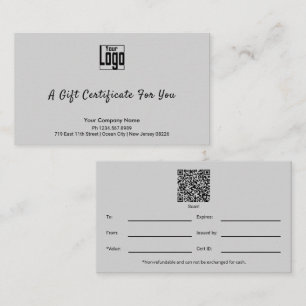 Sofisticado certificado de regalo para pequeñas em