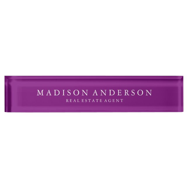 Sofisticado en morado| Placa de nombre de mesa (Anverso)