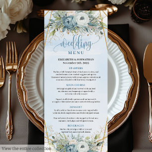 Sofisticado menú Boda Dusty Blue Eucalyptus