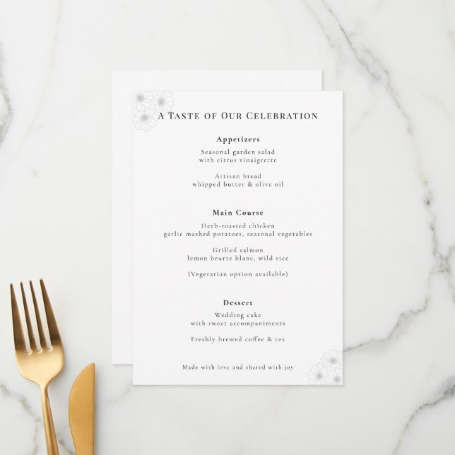 Soft Bloom Elegance Wedding Menu (Anverso/Reverso In Situ)
