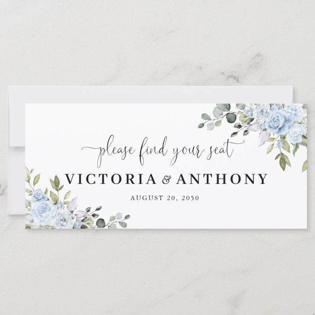 Soft Blue Botanical Wedding Head Table Sign (Anverso)