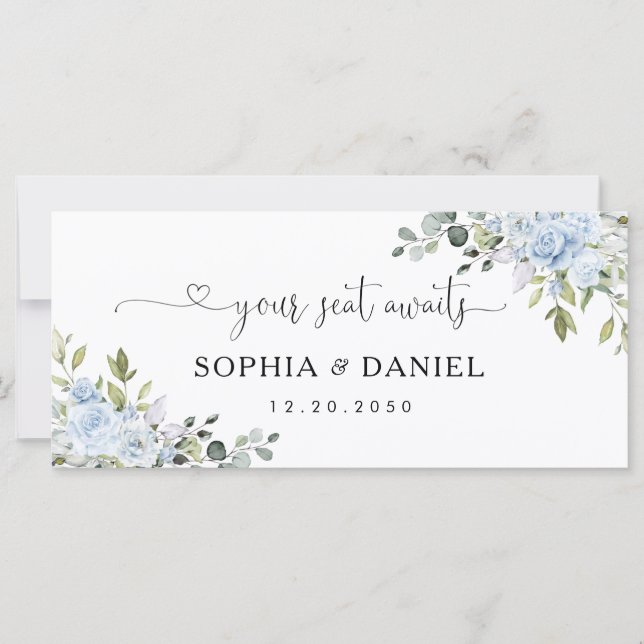 Soft Blue Botanical Wedding Head Table Sign (Anverso)