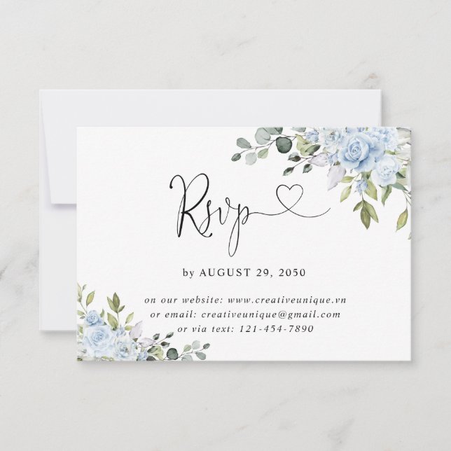 Soft Blue Botanical Wedding Online RSVP Card (Anverso)
