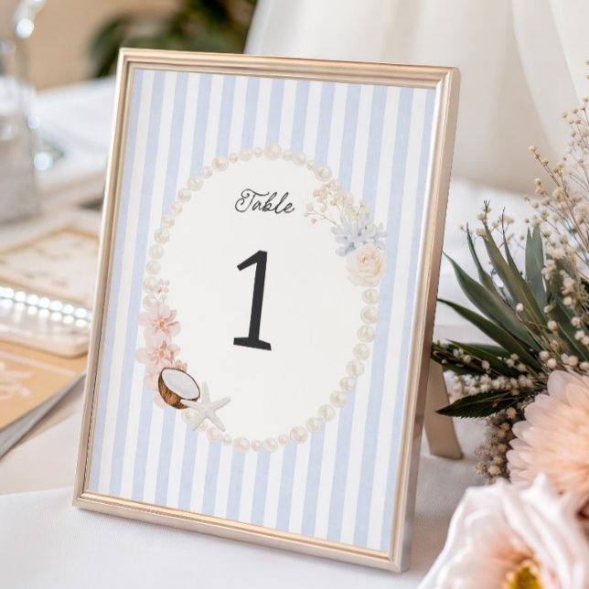 Soft Coastal Bridal Shower Table Number (Subido por el creador)