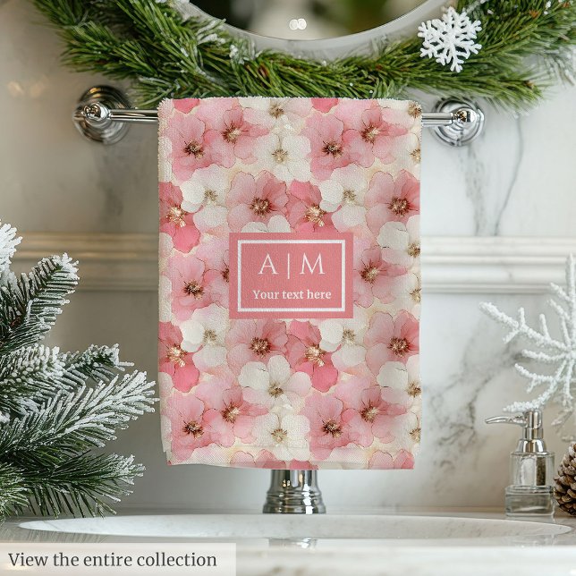 Soft Dusty Rose & Gold Flowers Towel Personalized  (Soft Dusty Rose & Gold Flowers Towel Personalized )