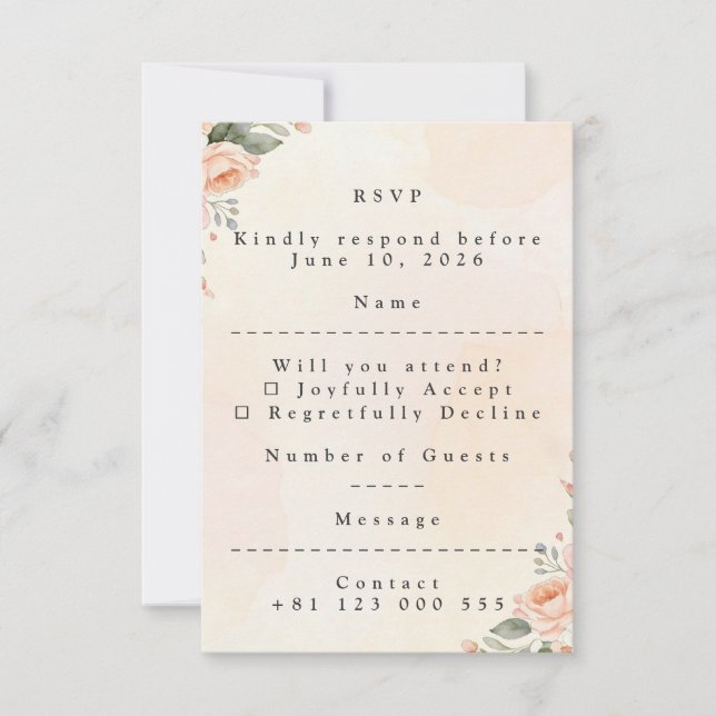 Soft Floral Wedding RSVP Card Elegant Response (Anverso)