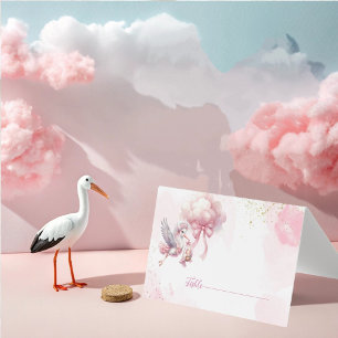 Soft Pink Clouds Stork Baby Shower Gracias tarjeta
