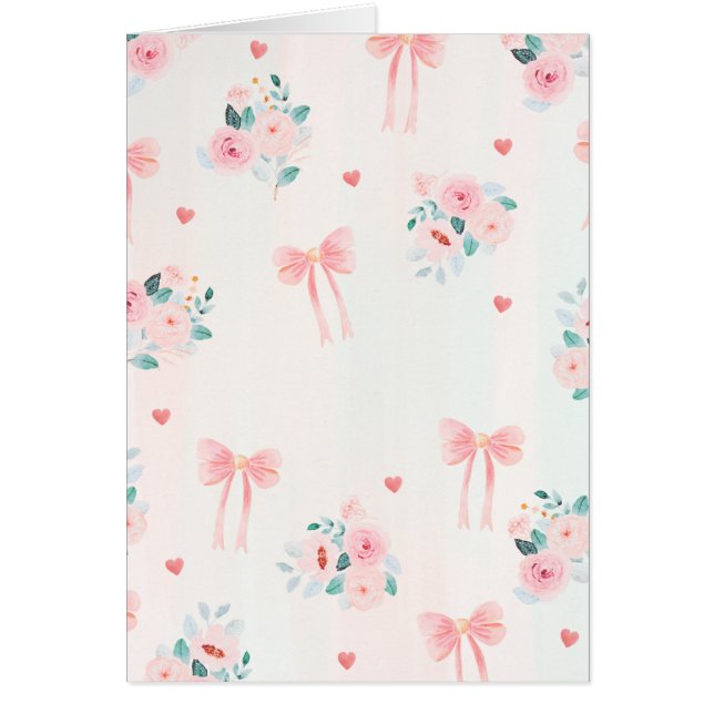 Soft Pink Floral & Bow Pattern – Cute Romantic  (Frente)