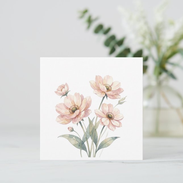 Soft Pink Floral Watercolor Bouquet Art (Anverso de pie)