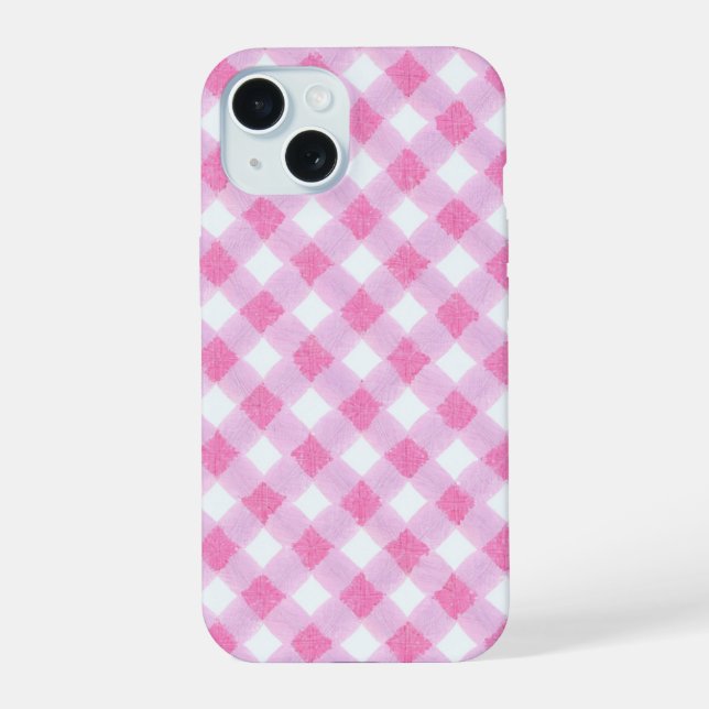 Soft Pink Gingham Check Pattern Phone Case (Reverso )