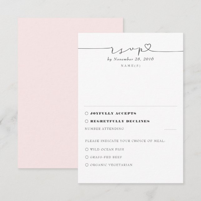 Soft Pink Modern Wedding Minimal Wedding RSVP (Anverso / Reverso)