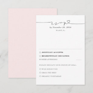 Soft Pink Modern Wedding Minimal Wedding RSVP