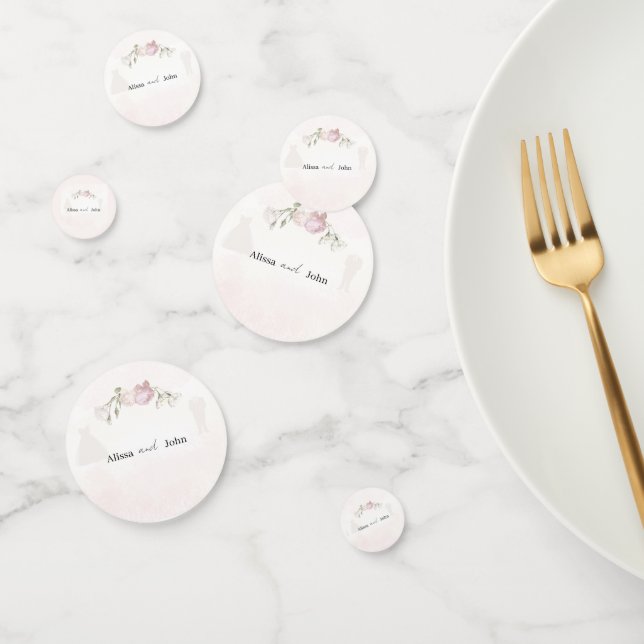 Soft Pink Roses Wedding Collection Table Confetti (Grupo)
