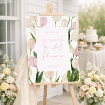 Soft Pink Tulip Bridal Shower Welcome