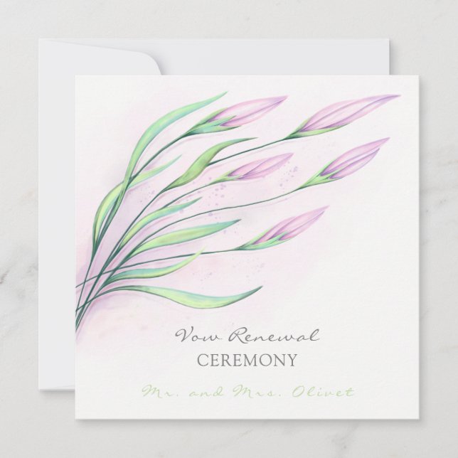 Soft Purple Lilies Vow Renewal Invitación (Anverso)