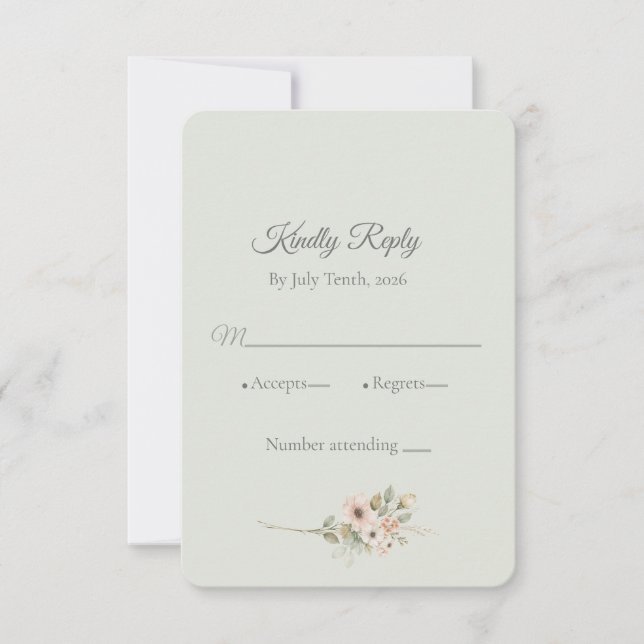Soft Sage Botanical Wedding RSVP (Anverso)