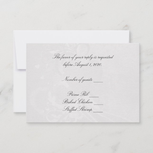 Soft Silver Heart RSVP (Anverso)