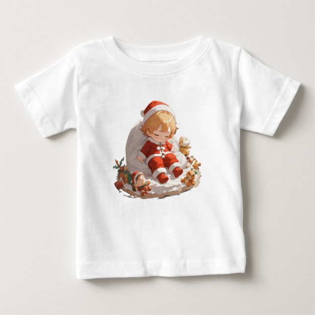 Soft Sleepy Santa Christmas Baby Fine Jersey Tee (Anverso)