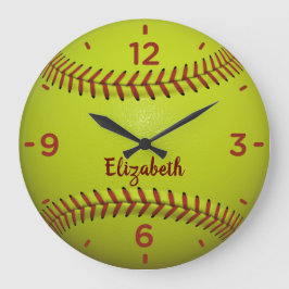 Softball Ball Monograma Reloj de pared acrílico
