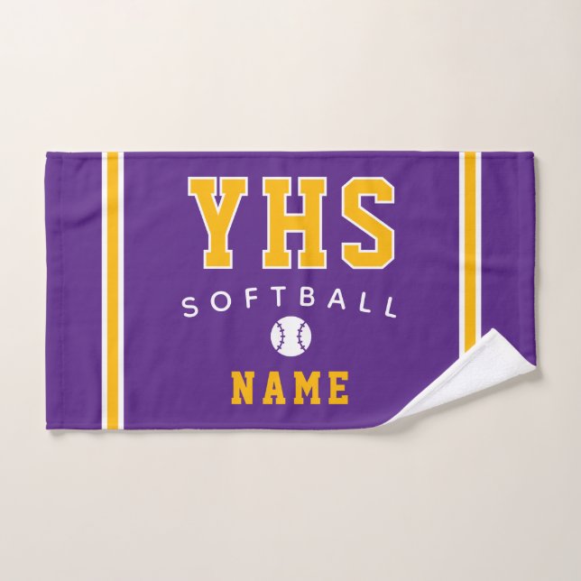 Softball Icon, Custom Name & School, Team Gift (Toalla de mano)