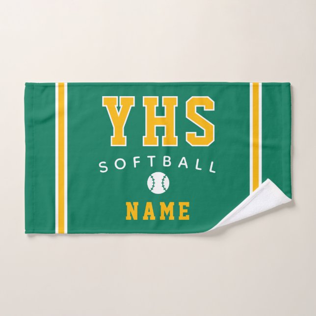 Softball Icon, Custom Name & School, Team Gift (Toalla de mano)