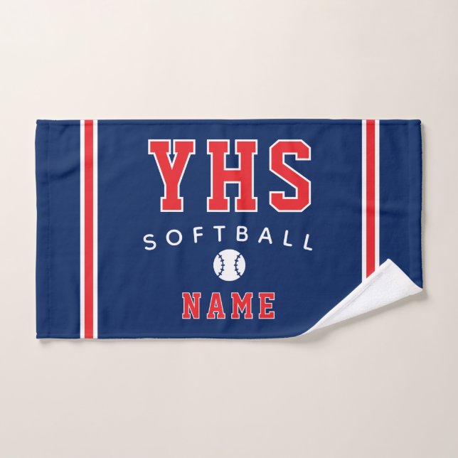 Softball Icon, Custom Name & School, Team Gift (Toalla de mano)