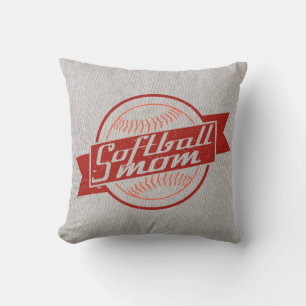 Softball Mamá Nombre y Número Cojín de almohada