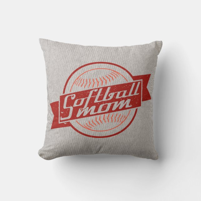 Softball Mamá Nombre y Número Cojín de almohada (Anverso)