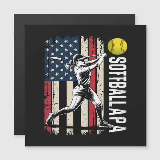 Softball Papá Bandera Americana de EE. UU. (Anverso/Reverso)