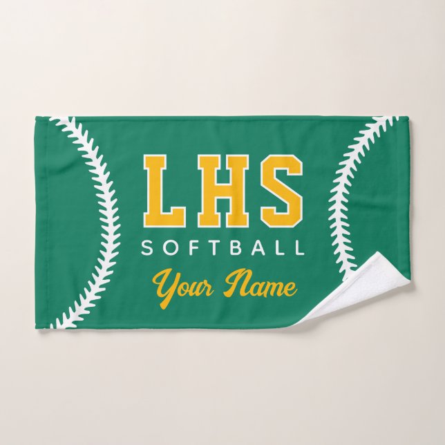 Softball Stitches Custom Sport Towel Team Initials (Toalla de mano)
