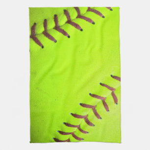Softball Yellow Fast Pitch 8U Kitchen Dish Toalla
