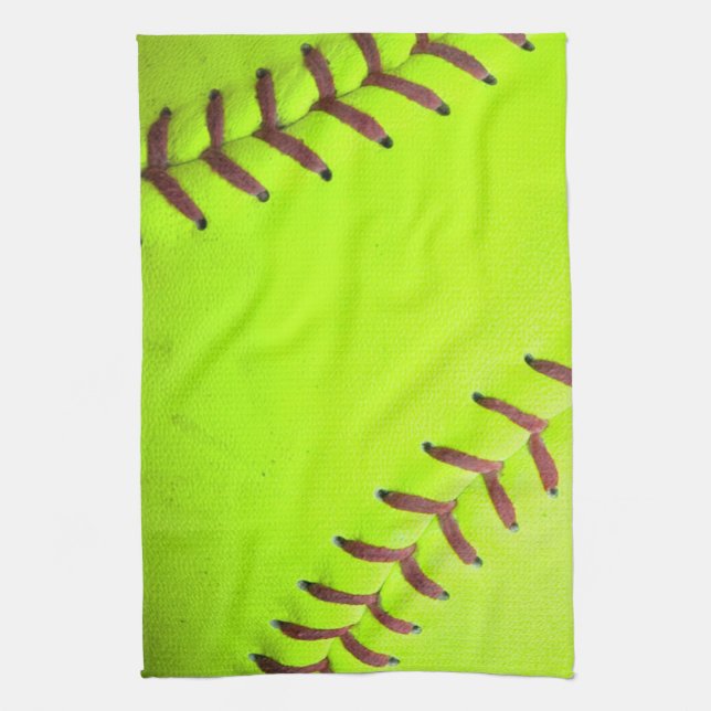 Softball Yellow Fast Pitch 8U Kitchen Dish Toalla (Vertical)