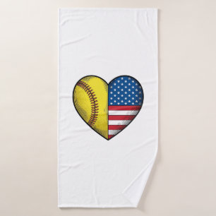 Softbol bandera de EE. UU. corazón diseño vectoria