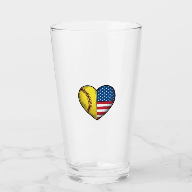 Softbol bandera de EE. UU. corazón diseño vectoria (Anverso)