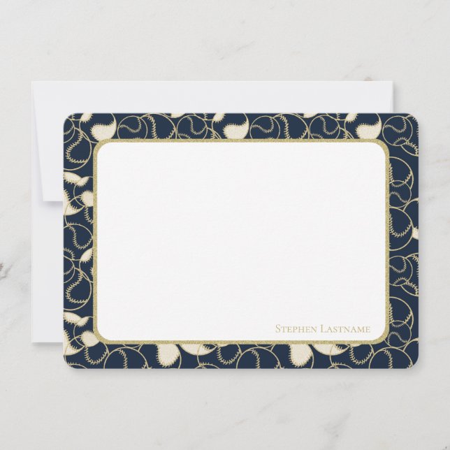 Softbol de béisbol de oro Gracias tarjeta plana (Anverso)