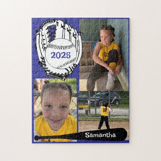 Softbol o Béisbol 3 Photo Jigsaw Puzzle Blue (Vertical)