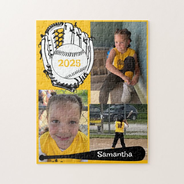 Softbol o Béisbol 3 Photo Jigsaw Puzzle Yellow (Vertical)