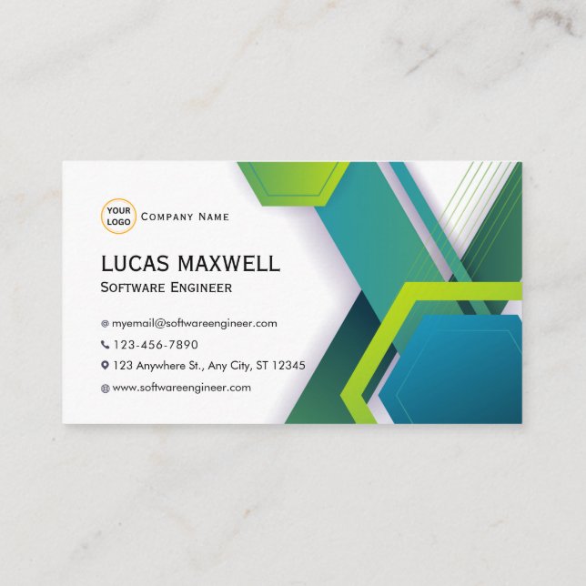 Software Engineer tarjetas de negocios Green Moder (Reverso)
